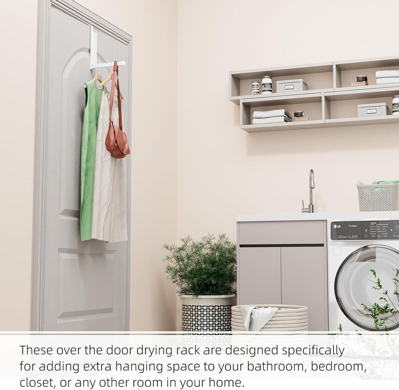 BAKON Over The Door Hanger Folding Clothes Drying Rack, Folding Hanging Coat Rack for Indoor Laundry Room Compact Small Space Foldable Portable Clothing Hanger Hook Collapsible- 2 Pack - Image 4